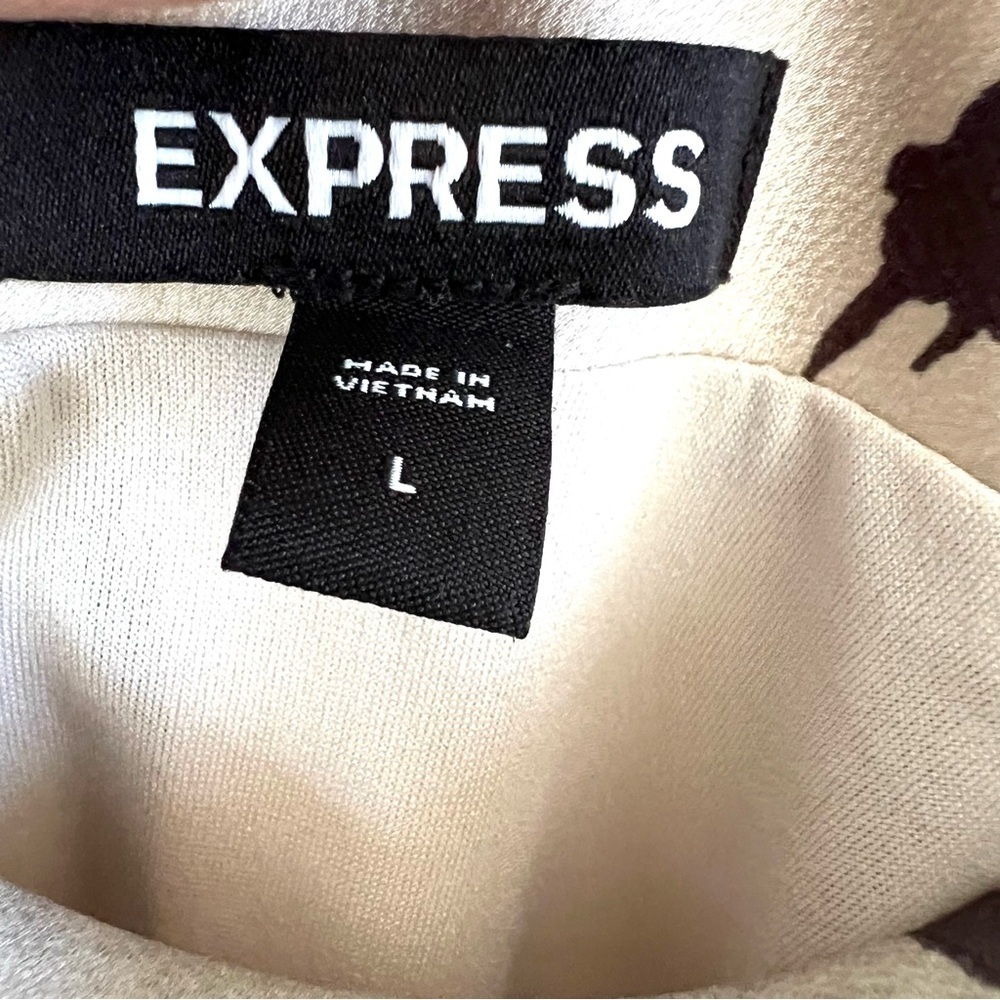 Express Cowl Neck Satin Sleeveless Slip Dress Midi nwot White Animal Print - Picture 5 of 6